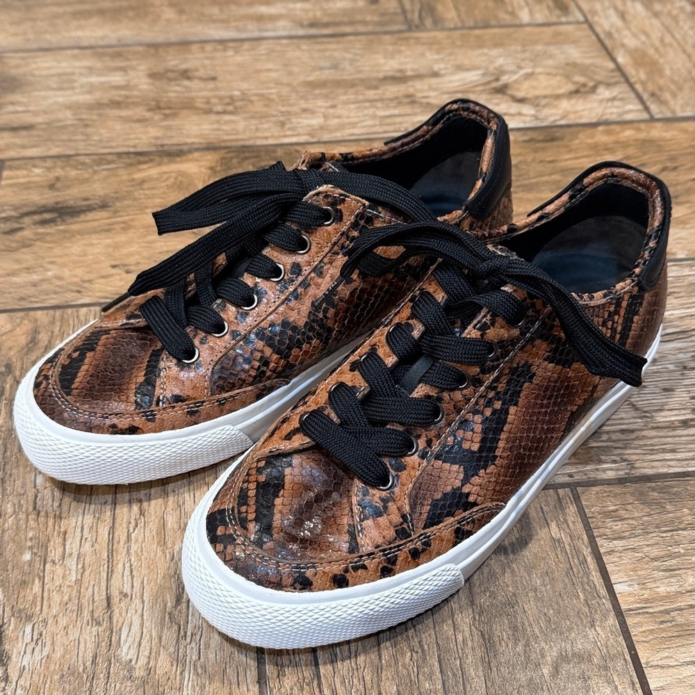 Rag & Bone Army Low Snake Print Leather Lace Up Sneakers 40/10